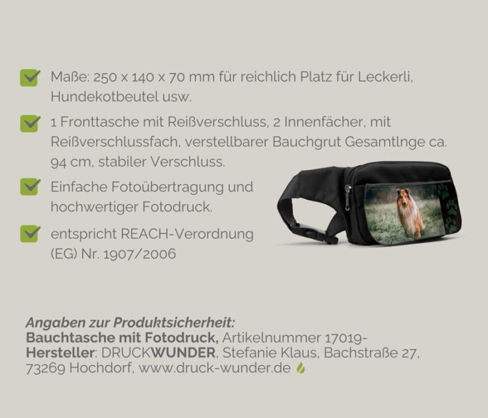 Bauchtasche mit Fotodruck - Hinweise