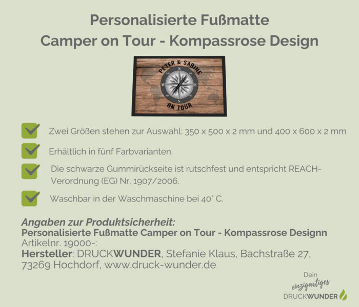 Fußmatte Camper on Tour: Hinweise