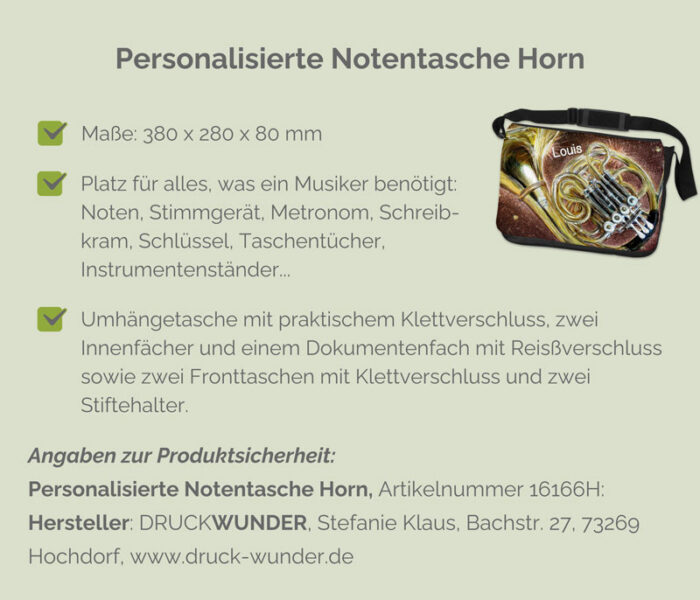 Notentasche Horn mit Namen