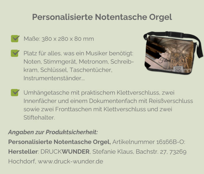 Notentasche Orgel