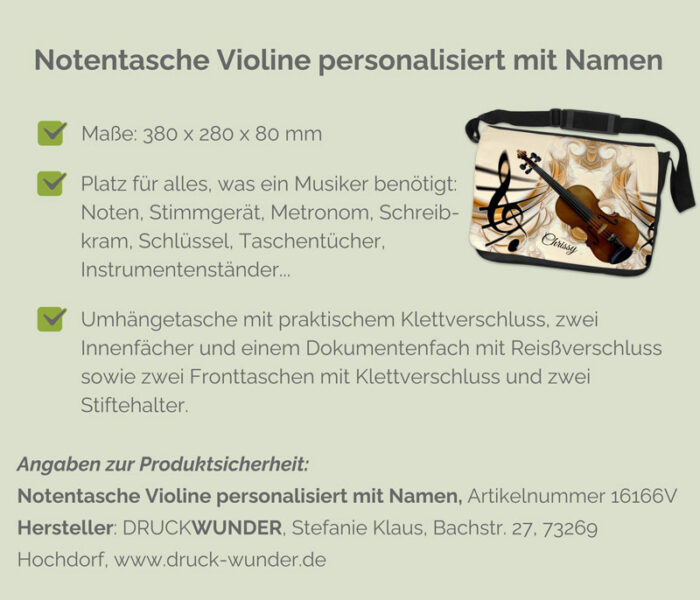 Notentasche Violine personalisiert