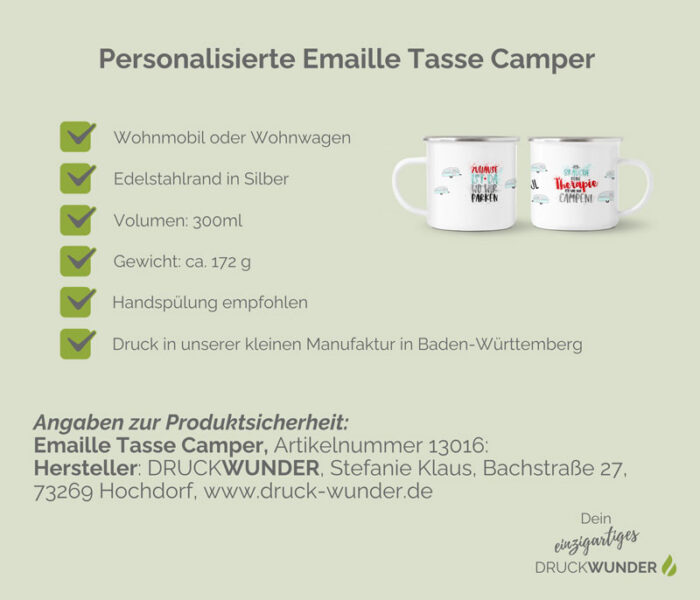 Emaille Tasse Camper Wohnwagen oder Wohnmobil