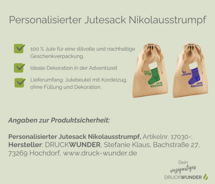 Personalisierter Jutesack Nikolaus