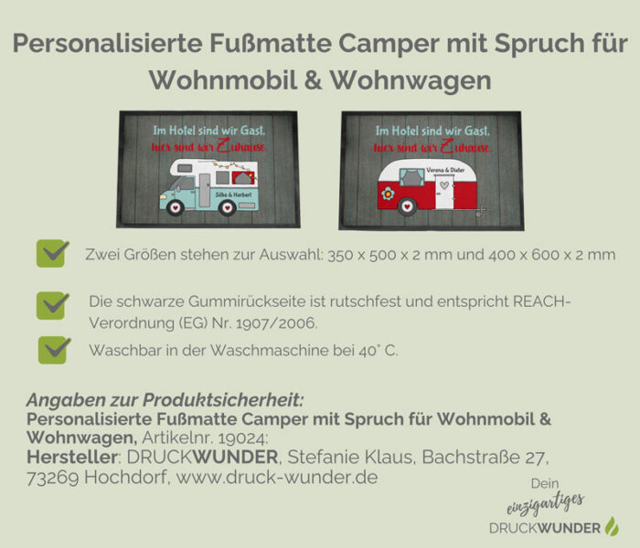 Fußmatte Camper mit Wohnwagen oder Wohnmobil