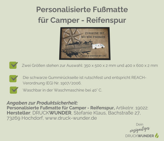 Personalisierter Fußmatte für Camper: Hinweise