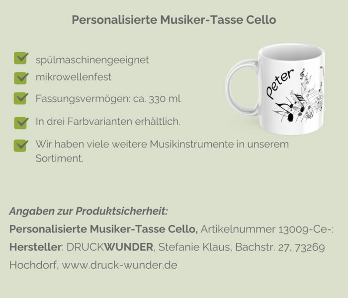 Cello-Tasse mit Namen