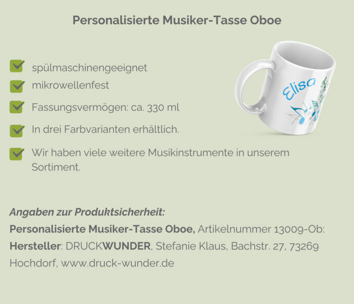 Tasse Musik mit Instrument