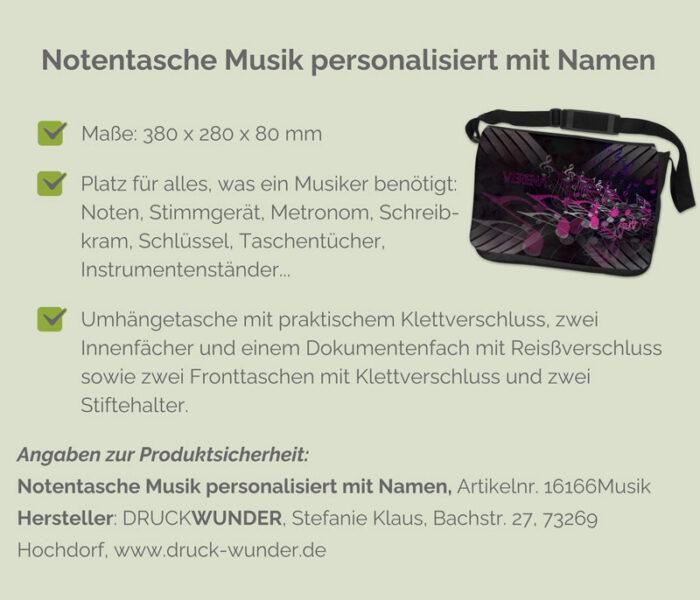 Tasche Musiknoten