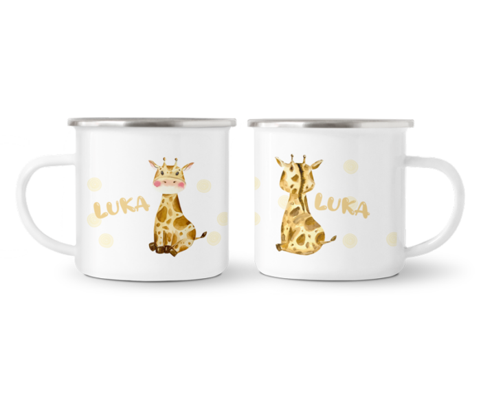 Personalisierter Emaille Tasse Giraffe