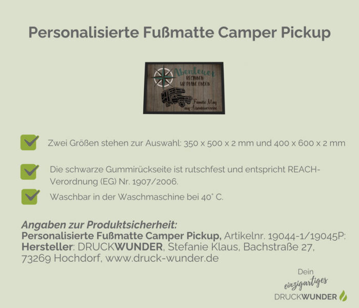 Personalisierte Fußmatte Pickup