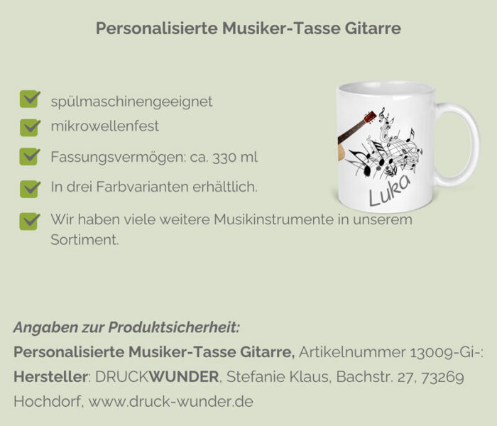 Tasse Gitarre mit Namen