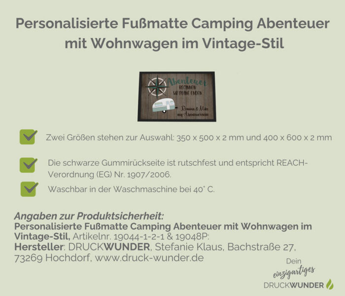 Personalisierte Fußmatte Camping Wohnwagen