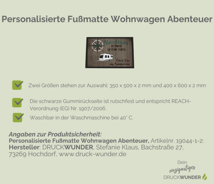 Personalisierte Fußmatte Wohnwagen: Hinweise