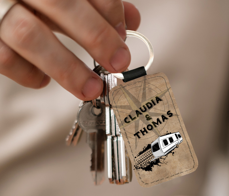 Wohnwagen Schlüsselanhänger in türkis - Jetzt kaufen und verschenken! –