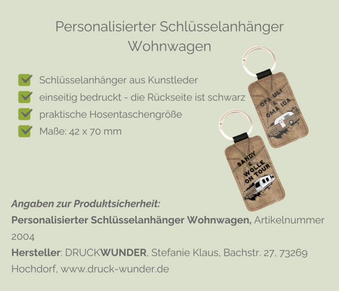 Personalisierter Schlüsselanhänger Wohnwagen