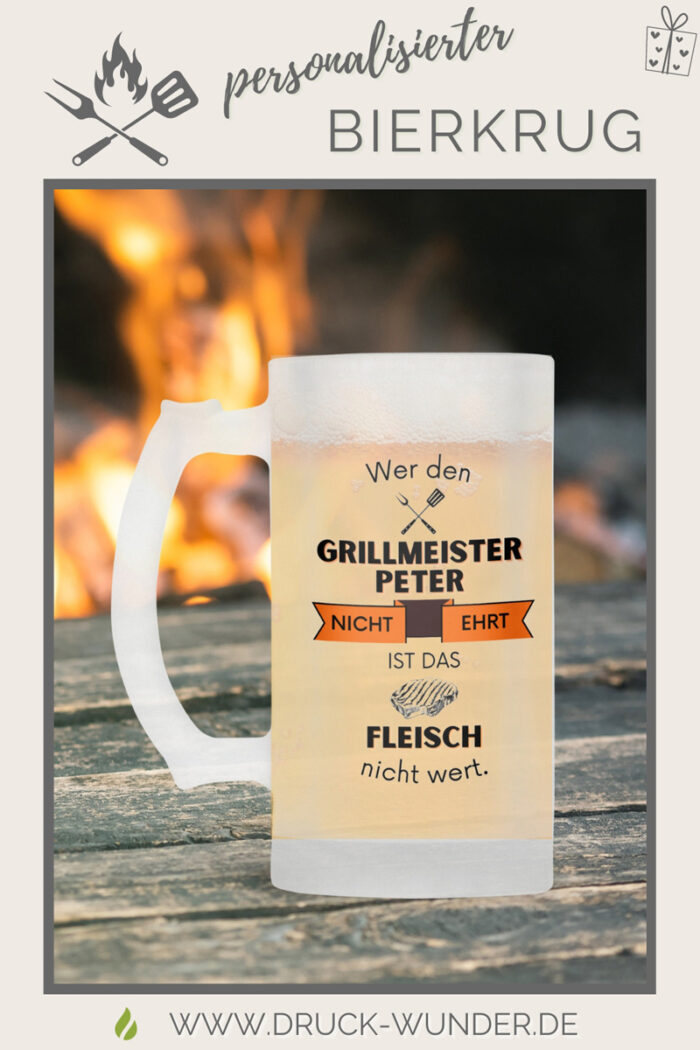 Personalisierter Bierkrug Grillmeister Pin