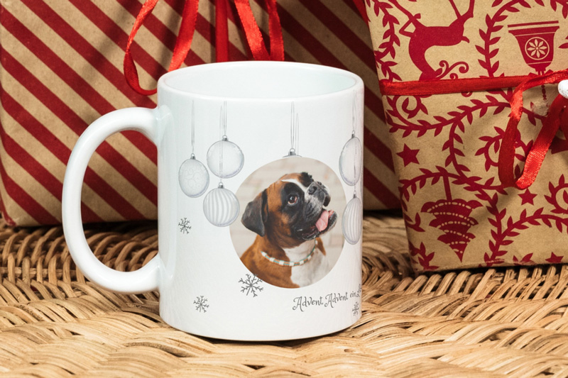 Fotogeschenke zu Weihnachten Fototasse Hund
