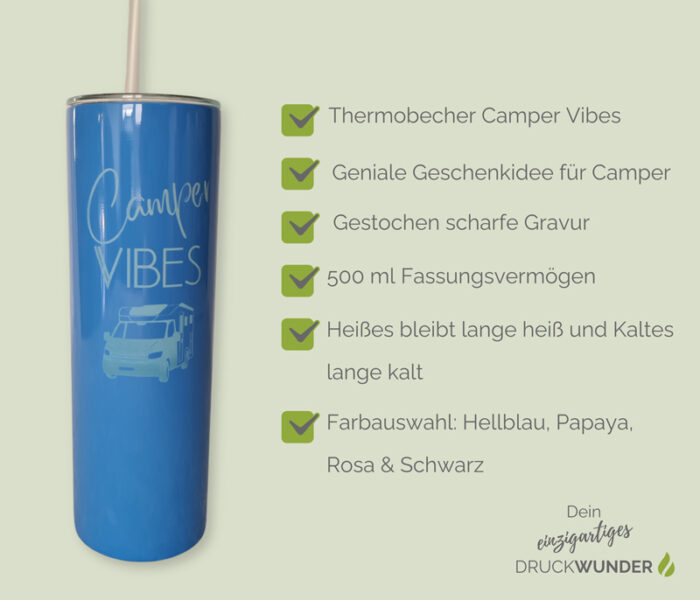 Thermobecher to go Camper Vibes – Geschenkidee für Camper - Informationen