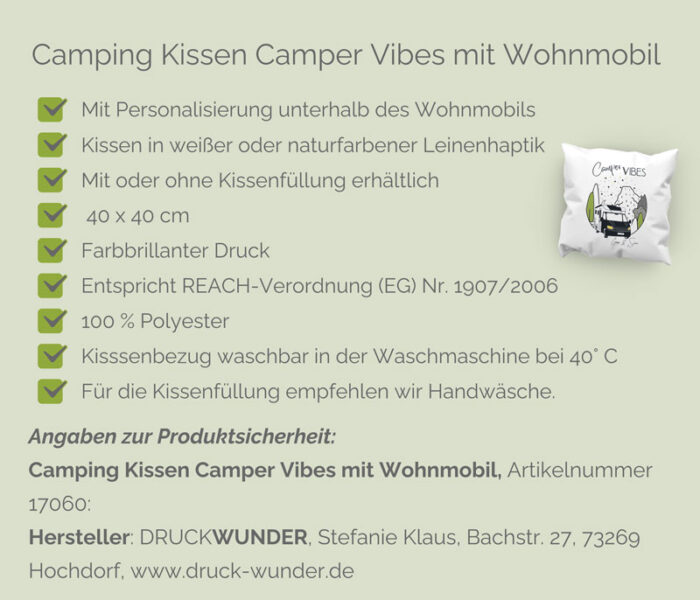 Camping Kissen mit Wohnmobil