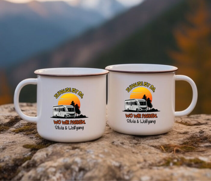 Emaille Camping Tasse mit Namen