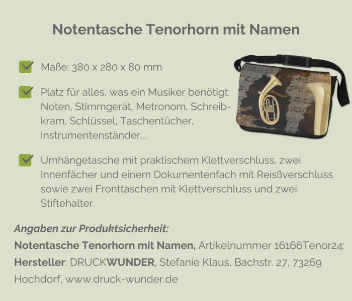 Notentasche Tenorhorn mit Namen